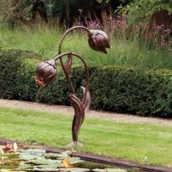 Robers Leuchten Beetleuchte in Blütenform - 2 flammig - Patina-Lackierung - Höhe 107cm