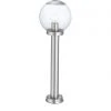 GLOBO E27 Sockelleuchte 110 cm hoch Wegeleuchte aus Edelstahl mit Glas kugel klar Sockellampe ø 20 cm IP44