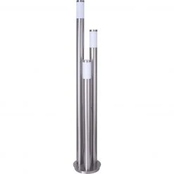 GLOBO E27 Sockelleuchte aus 3 Säulen in unterschiedlichen Höhen Wegeleuchte aus Edelstahl opal 3-flammige Sockellampe 170 cm ø 28 cm IP44