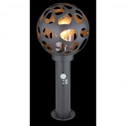 GLOBO E27 Sockelleuchte Dekoleuchte mit Bewegungsmelder aus Aluminiumdruckguss klar dekorative Kugel mit Dekorstanzungen anthrazit ø 20 cm IP44 -Wegeleuchten Verkaufsladen e27 sockelleuchte dekoleuchte mit 31806Sax1280x1280 globo 31806s