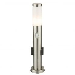 GLOBO E27 Sockelleuchte mit Bewegungsmelder und 2 Steckdosen Wegeleuchte 60 cm aus Edelstahl mit 3 Einstellungen ø 13.1 cm IP44 -Wegeleuchten Verkaufsladen e27 sockelleuchte mit bewegungsmelder 3158KSa1280x1280 globo 3158ks