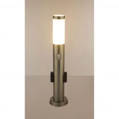 GLOBO E27 Sockelleuchte mit Bewegungsmelder und 2 Steckdosen Wegeleuchte 60 cm aus Edelstahl mit 3 Einstellungen ø 13.1 cm IP44 -Wegeleuchten Verkaufsladen e27 sockelleuchte mit bewegungsmelder 3158KSs1280x1280 globo 3158ks