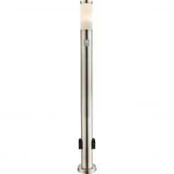 GLOBO E27 Sockelleuchte mit Bewegungsmelder und 2 Steckdosen Wegeleuchte 110 cm aus Edelstahl mit 3 Einstellungen ø 13.1 cm IP44 -Wegeleuchten Verkaufsladen e27 sockelleuchte mit bewegungsmelder 3159ks1280x1280 globo 3159ks