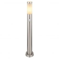 GLOBO E27 Sockelleuchte 80 cm Wegeleuchte mit Bewegungsmelder aus Edelstahl opal für Außen/Garten ø 12.7 cm IP44