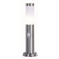 GLOBO E27 Sockelleuchte 45 cm Wegeleuchte mit Bewegungsmelder für Außen/Garten Sockellampe aus Edelstahl ø 12.7 cm IP44