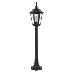 K.S. Verlichting Klassische E27 Wegeleuchte in schwarz mit Glasschutz, aus Aluminium pulverbeschichtet Höhe 100cm, IP44 , nostalgische Außenleuchte mit massivem Sockel