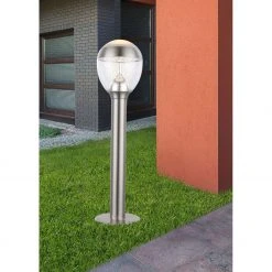 GLOBO LED Sockelleuchte 60 cm Wegeleuchte aus Edelstahl klar satiniert oben auch mit LEDs für Außen/Garten ø 15 cm IP44 -Wegeleuchten Verkaufsladen led sockelleuchte wegeleuchte aus 34251amecZ2zz9VbcGdO1280x1280 globo 34251