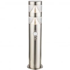 GLOBO LED Sockelleuchte 40 cm Wegeleuchte mit Bewegungsmelder aus Edelstahl klar rund für Außen/Garten ø 9.8 cm IP44 warmweiß