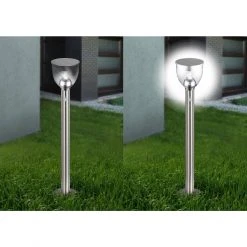 GLOBO LED Solarleuchte Sockelleuchte mit Bewegungsmelder mit Erdspitz 95 cm Außenleuchte aus Edelstahl mit 3-Einstellungen 70-350-550lm und Akku 3000K IP44 -Wegeleuchten Verkaufsladen led solarleuchte sockelleuchte mit 33437ama1280x1280 globo 33437