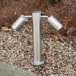 LHG Lights Moderne Pollerleuchte aus Edelstahl mit 2 schwenkbaren Strahlern , 2-flammig inkl. 7W LED, H 35,5cm, verstellbar, IP44 Wegeleuchte für den Außenbereich -Wegeleuchten Verkaufsladen moderne pollerleuchte aus edelstahl 8181905 lhg 8181989496