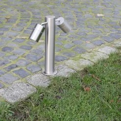 LHG Lights Moderne Pollerleuchte aus Edelstahl mit 2 schwenkbaren Strahlern , 2-flammig inkl. 7W LED, H 35,5cm, verstellbar, IP44 Wegeleuchte für den Außenbereich -Wegeleuchten Verkaufsladen moderne pollerleuchte aus edelstahl 8181906 lhg 8181989496