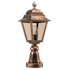 LCD Nostalgische Sockelleuchte in Laternenform aus Aluminiumdruckguss - Kupferfarben
