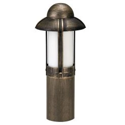 Albert Pollerleuchte, Aluminiumguss, braun-messing, Höhe 50 cm