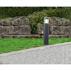 Heitronic runde Sockelleuchte pulverbeschichtet für Außen/Garten anthrazit IP54 ø 12 cm 60 cm hoch -Wegeleuchten Verkaufsladen runde sockelleuchte pulverbeschichtet fauengarten 5012237 heitronic 501223